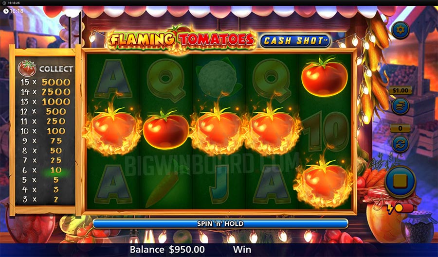 สล็อต Cash Shot ของ Flaming Tomatoes